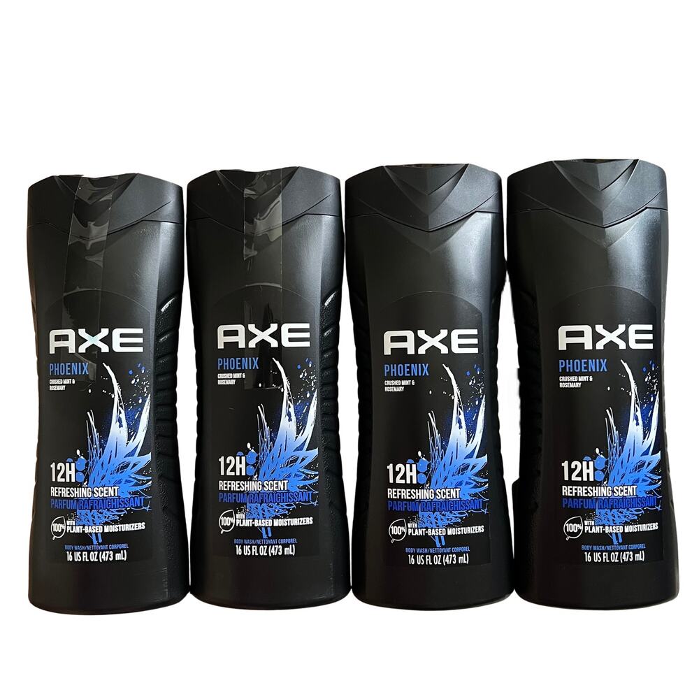 Lot 4 Axe Body Wash for Men, 16 OZ, Phoenix